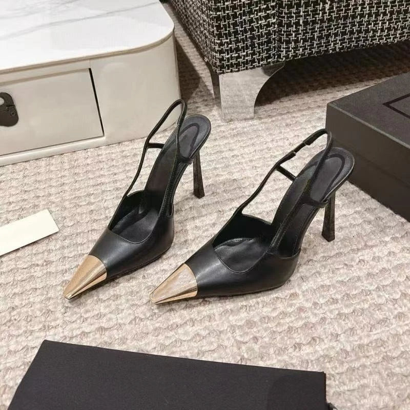 2026 New Summer Style Pointed Toe Stiletto Sandals with Single Strap, Microfiber Lining, Rubber Sole, Sexy High Heels