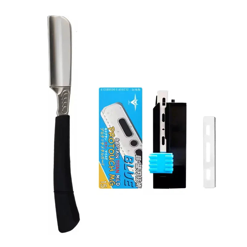 1/2piece - manual straight shaving knife holder beard shaving professional hair cutting trimming tool Special for real hair wigs