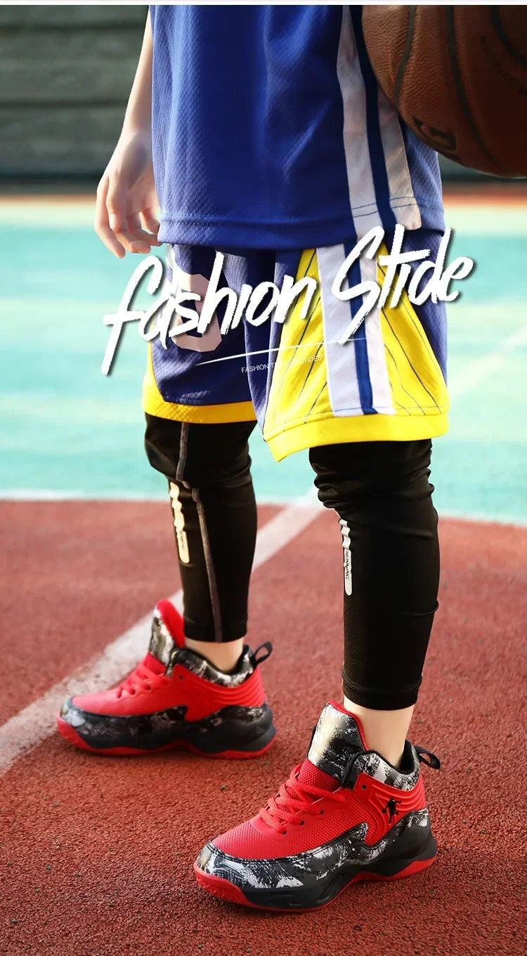 2025 Basketball Shoes for Kids Sneakers New Boys Brand Thick Sole Non-slip Children Sports Shoes Child Boy Basket Trainer Shoes