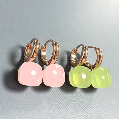 10.6mm Classic Nudo Earrings For Women High Quality Crystal Earrings Square Blue Topaz Earrings Fashion Jewelry Gift