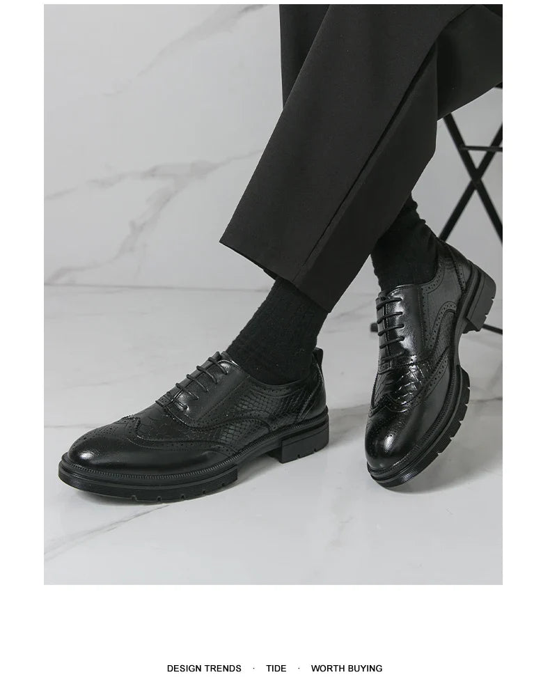 Classic Wedding Leather Shoes For Men Brogues High Quality Men's Dress Business Shoes Office Party Social Formal Shoes Male