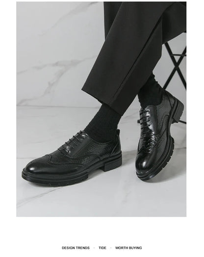 Classic Wedding Leather Shoes For Men Brogues High Quality Men's Dress Business Shoes Office Party Social Formal Shoes Male
