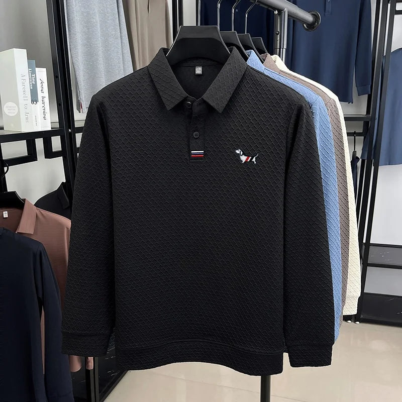 luxury men's new high quality long sleeves Polo shirt lapel embroidery jacquard brant T-shirt business fashion leisure Mens wear