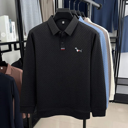 luxury men's new high quality long sleeves Polo shirt lapel embroidery jacquard brant T-shirt business fashion leisure Mens wear