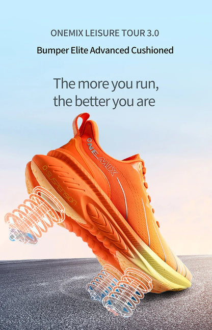 Cushioning Running Shoes For Men Suitable Heavy Runners Lace Up Sports Women Non-slip Outdoor Athletic Male Sneakers