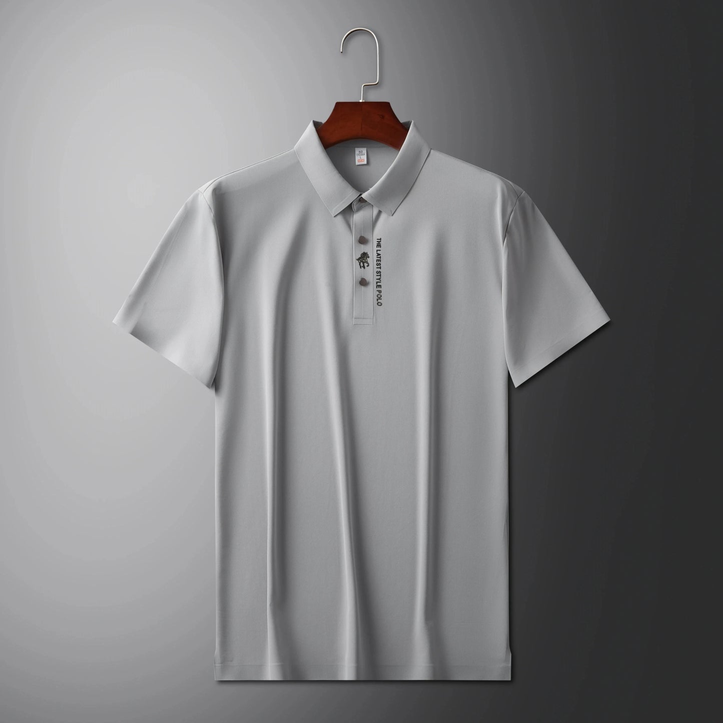 High quality silk breathable short sleeve POLO shirt men's lapel top 2024 summer new light luxury brand printed casual T-shirt