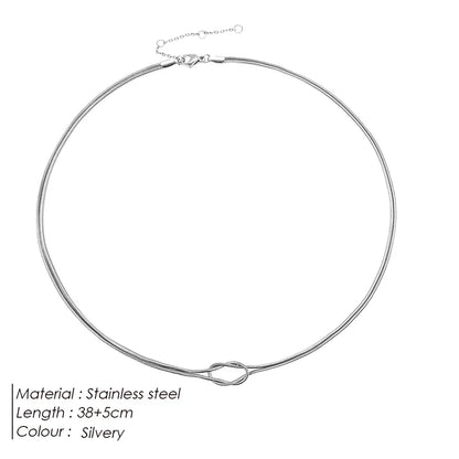 Elegant Minimalist Jewelry Lusterless 14k Gold Plated Knotted Snake Chain Necklace Women's Stainless Steel Accessories