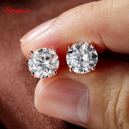 18K Plated 0.1-3CT Moissanite Stud Earrings for Women Men Sparkling Classic Bridal Jewelry 925 Silver Rose Gold Earring