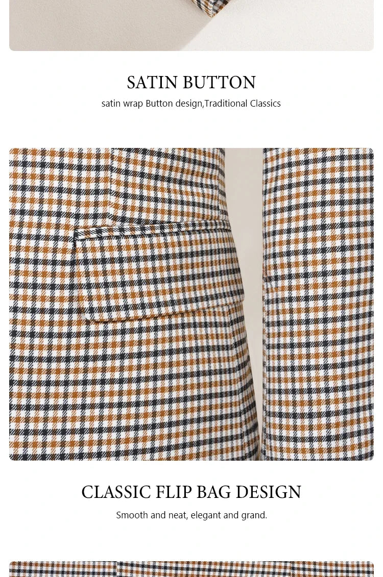 Fashionable Plaid suit High-end Brand Business Slim Fit Casual Party Dress Male Groom Wedding Blazers Double Breasted