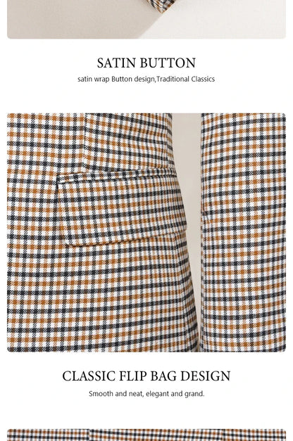 Fashionable Plaid suit High-end Brand Business Slim Fit Casual Party Dress Male Groom Wedding Blazers Double Breasted