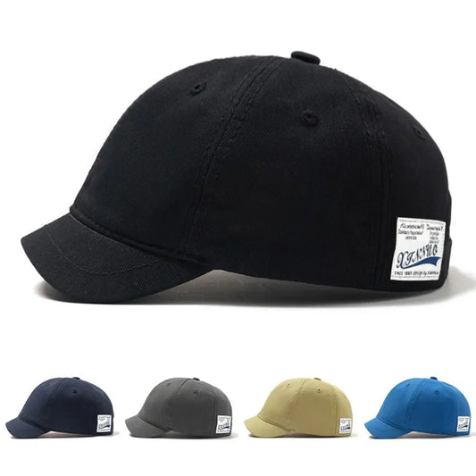 Trucker Style Short Brim Baseball Cap Adjustable Cotton Sunscreen Hat Nylon Fastener Tape Dad Hat Men Women