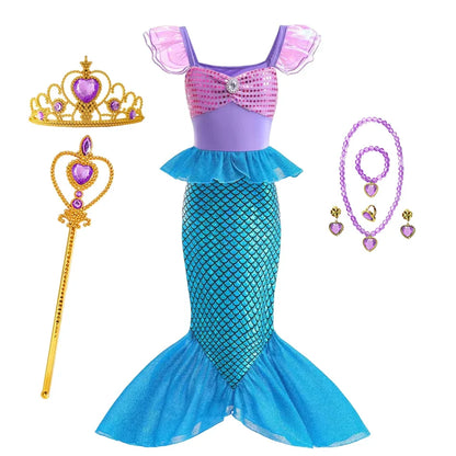 Princess Dress Girl Halloween Cosplay Party Costume Princess Fancy Clothes Children Outfit Birthday Dress