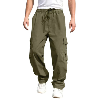 Men's Cargo Trousers Elastic Waist Elastic Multi-pocket Loose Combat Work Pants Outdoor Fitness Sports Casual Pants S-4XL