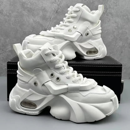 Men's Boots High Top  New Trend Wear-resistant Synthetic Leather Boots Casual Lace Up Height Increasing Fashion Boots 2025