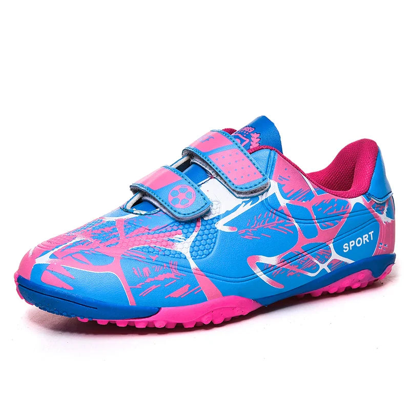 Kids Soccer Shoes HOOK&LOOP Football Sports Shoes Boy Outdoor Non-Slip Training Shoes Child Lightweight Children's Soccer Cleats