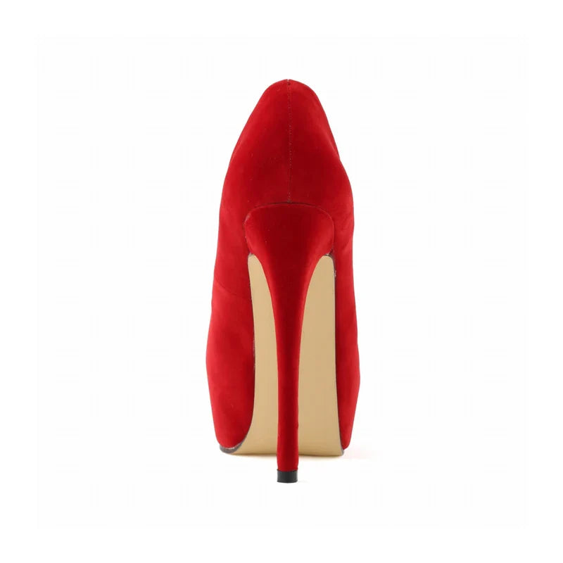 New Cross-dresser Men's Platform Pumps Unisex Queen 14cm Sexy Party Nightclub Court Flock Concealed Round Toe High Heels Shoes