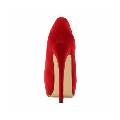 New Cross-dresser Men's Platform Pumps Unisex Queen 14cm Sexy Party Nightclub Court Flock Concealed Round Toe High Heels Shoes