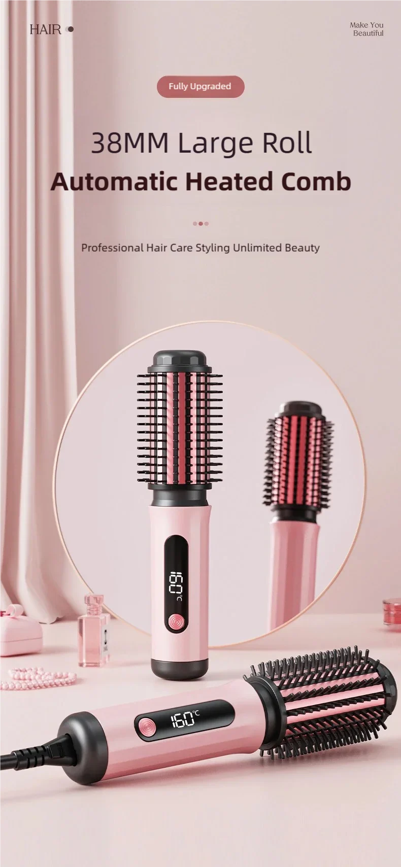 New Automatic Volumizing Hot Air Brush Professional Styling Tool Multifunctional Heated Curling and Straightening Comb