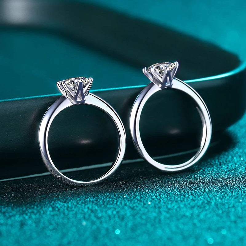 0.5ct 1ct 2ct 3ct Blue Pink Purple Black Moissanite Rings for Women Sterling 925 Silver Wedding Party Band Woman's Ring