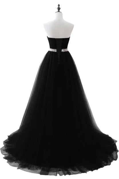 A-line Strapless Tulle Royal Blue Evening Dresses Lace Up Crystal Sequin Formal Party For Bride Sexy Prom Gown Wedding Party