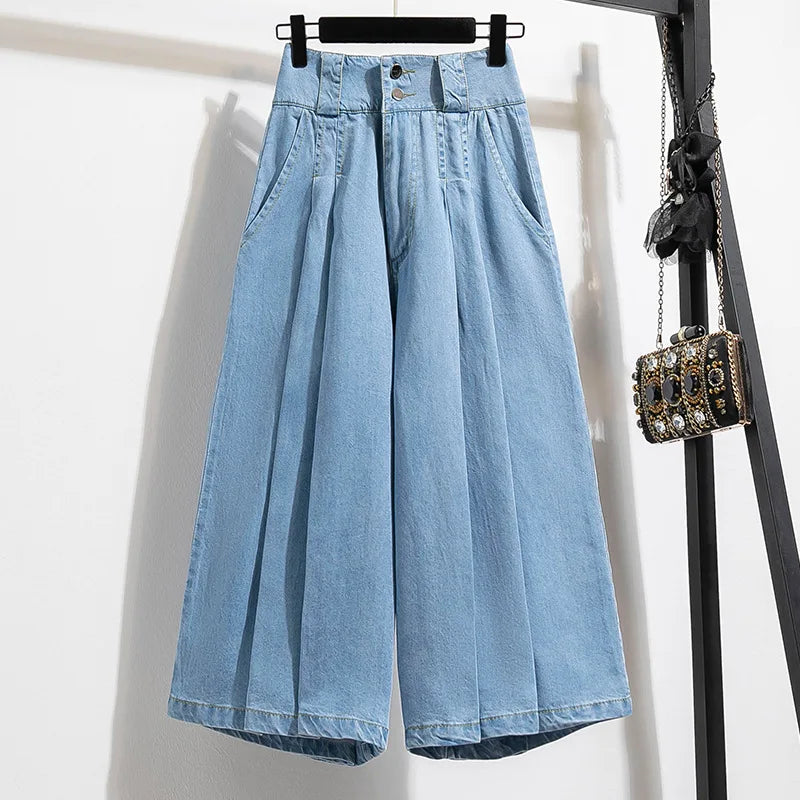 Fashionable Tencel Casual Loose Solid-colored Jeans