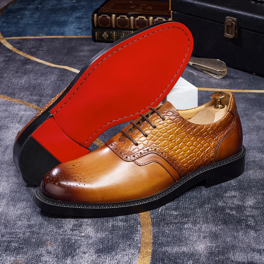 Men's casual shoes Brock Oxford shoes retro red sole genuine leather men's formal 2026 spring/summer new collection
