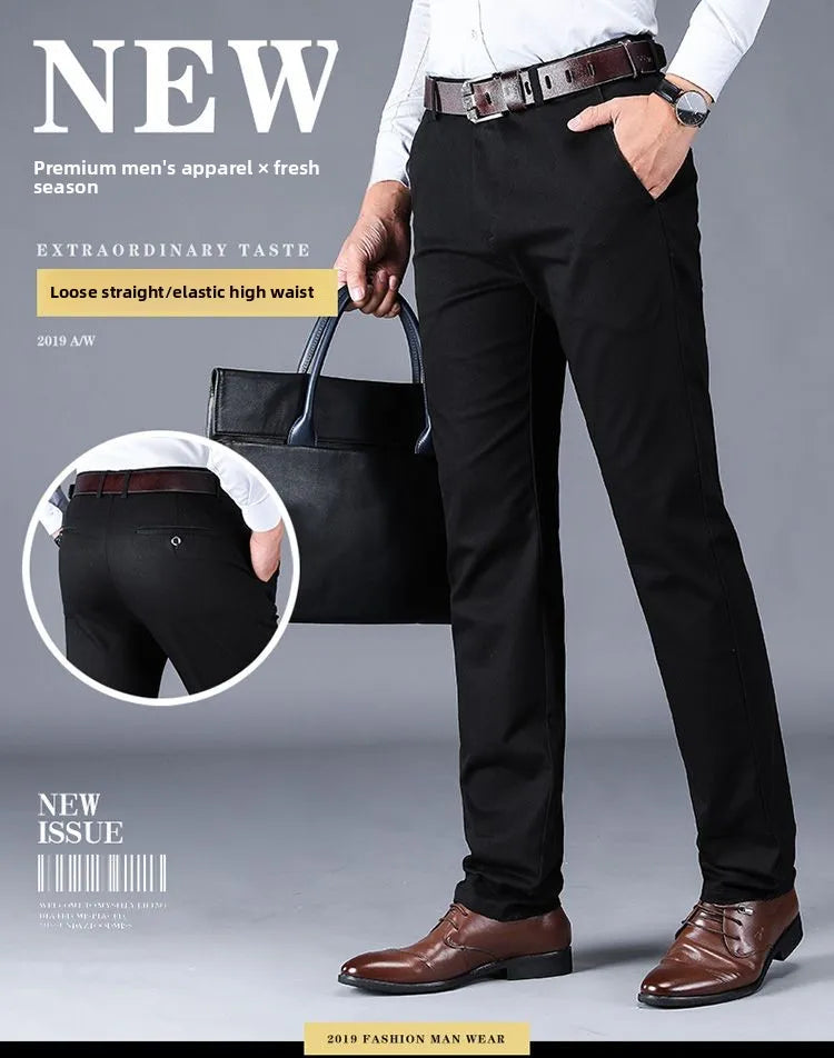 Men's Business Casual Pants Spring Summer Elastic Trousers Office Suit Pant Quick Dry Formal Stretch Pant Breathable Comfortable