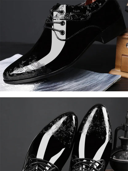 Black Patent Leather Dress Shoes Man Oxfords Shoes Pointed Toe Casual Office Shoes For Men Formal Shoes sapato social masculino