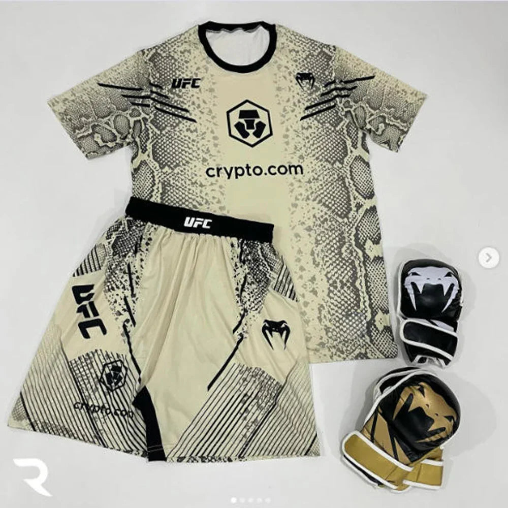 2026 New Hot Summer UFC Fighting Night Boxing Set Men Women MMA Oversized Breathable Speed Drying Training Jujutsu Sports Set