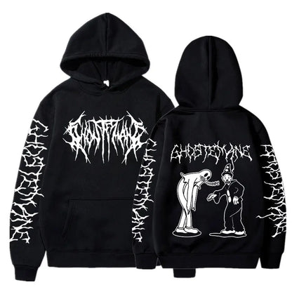 Ghostemane Double Sided Print Hoodie Men's Fashion Hip Hop Metal Rock Hoodies Gothic Oversized Sweatshirt Tracksuit Streetwear