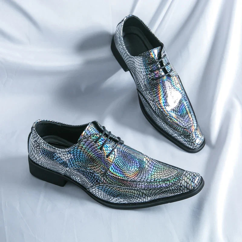 Pink Mens Patent Leather Shoes Designer High Quality Pointed Chelsea Formal Shoes Man Dress Wedding Party Shoes Men