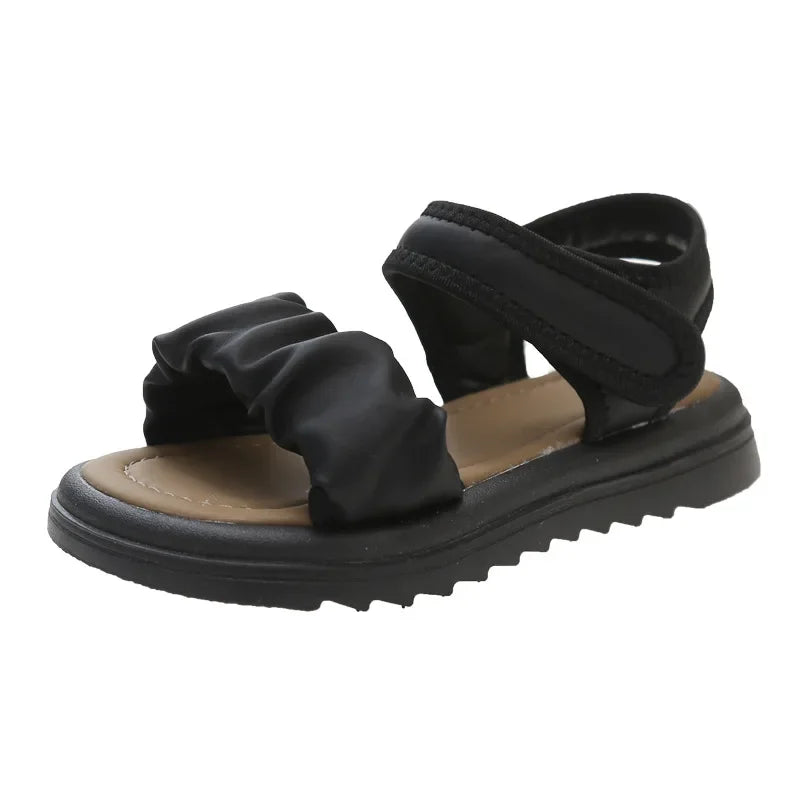 Children Solid Color Sandals Summer Beach Sandals for Girls School Fashion Open-toe Kids Thick Bottom Sandals Non-slip Versatile