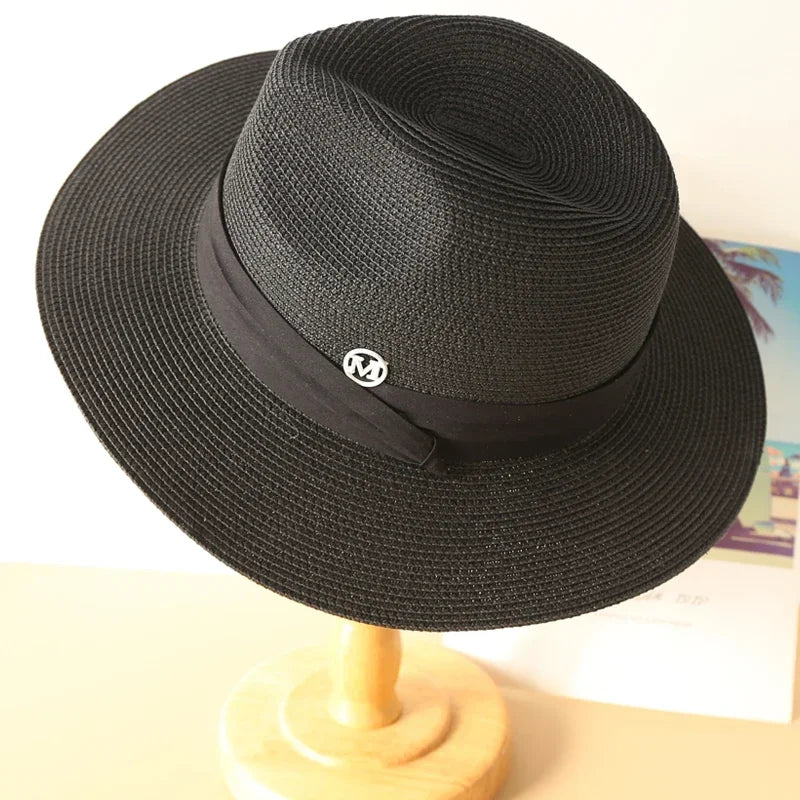 Big Size XL 63cm Travel Panama Jazz Straw Hat Summer Sun Hats for Women Men Wedding  Wide Brim Fedora Straw Beach Hat UV UPF 50+