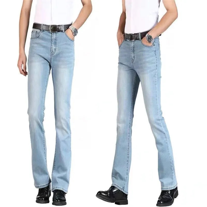 New Spring Autumn New American Street Men's Denim Flare Pants Wide Leg Jeans Loose Casual Pants for Men Vintage Washed Versatile
