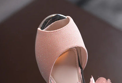 Girls Rhinestone Flower Shoes Low Heel Flower Wedding Party Dress Pump Shoes Princess Shoes For Kids Toddler