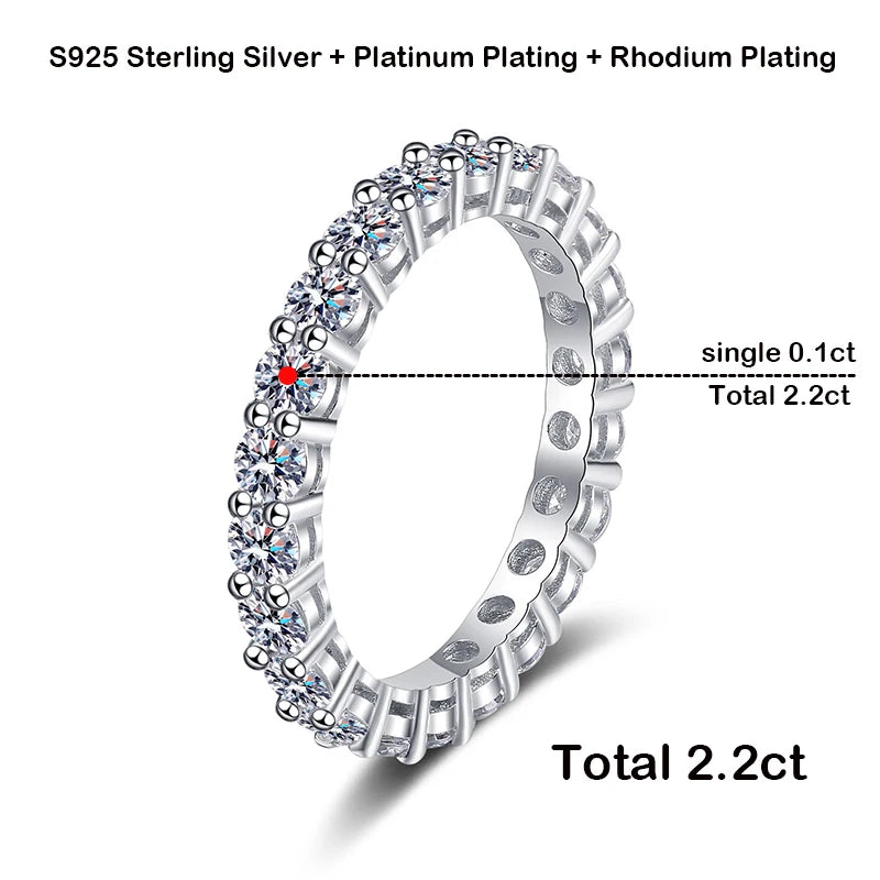 3mm Moissanite Wedding Ring for Women Created Diamond  Full Eternity Stackable Engagement Promise Band S925 Silver Rings
