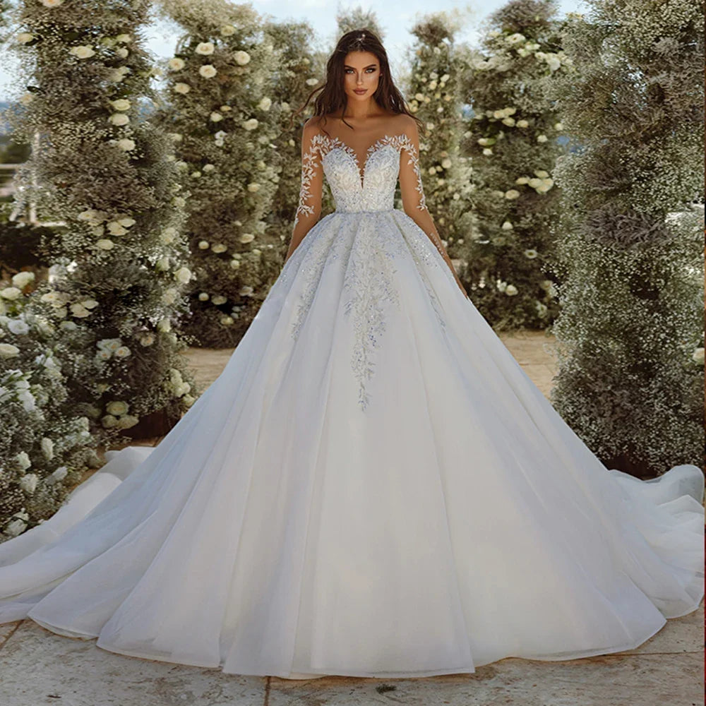 Wedding Dresses A-Line Tulle Tiered Bridal Gowns Lace Appliques Gorgeous Princess Robes Vestidos De Novia Customized