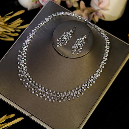 Fashion CZ Bride Indian Jewelry Set for Women Water Drop Wedding Design Choker Necklace Girlfriend birthday Gifts X0520