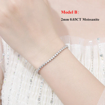 Full Asscher Cut 3x3mm 0.15CT Bezel Type Moissanite Tennis Bracelet for Women Men Party 925 Silver GRA Certified Bracelets