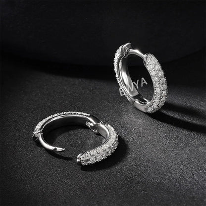 Luxury Designer 0.8cttw D Color Full 1mm Moissanite Hoop Earrings S925 Sterling Silver Earring For Women Party Fine Jewelry