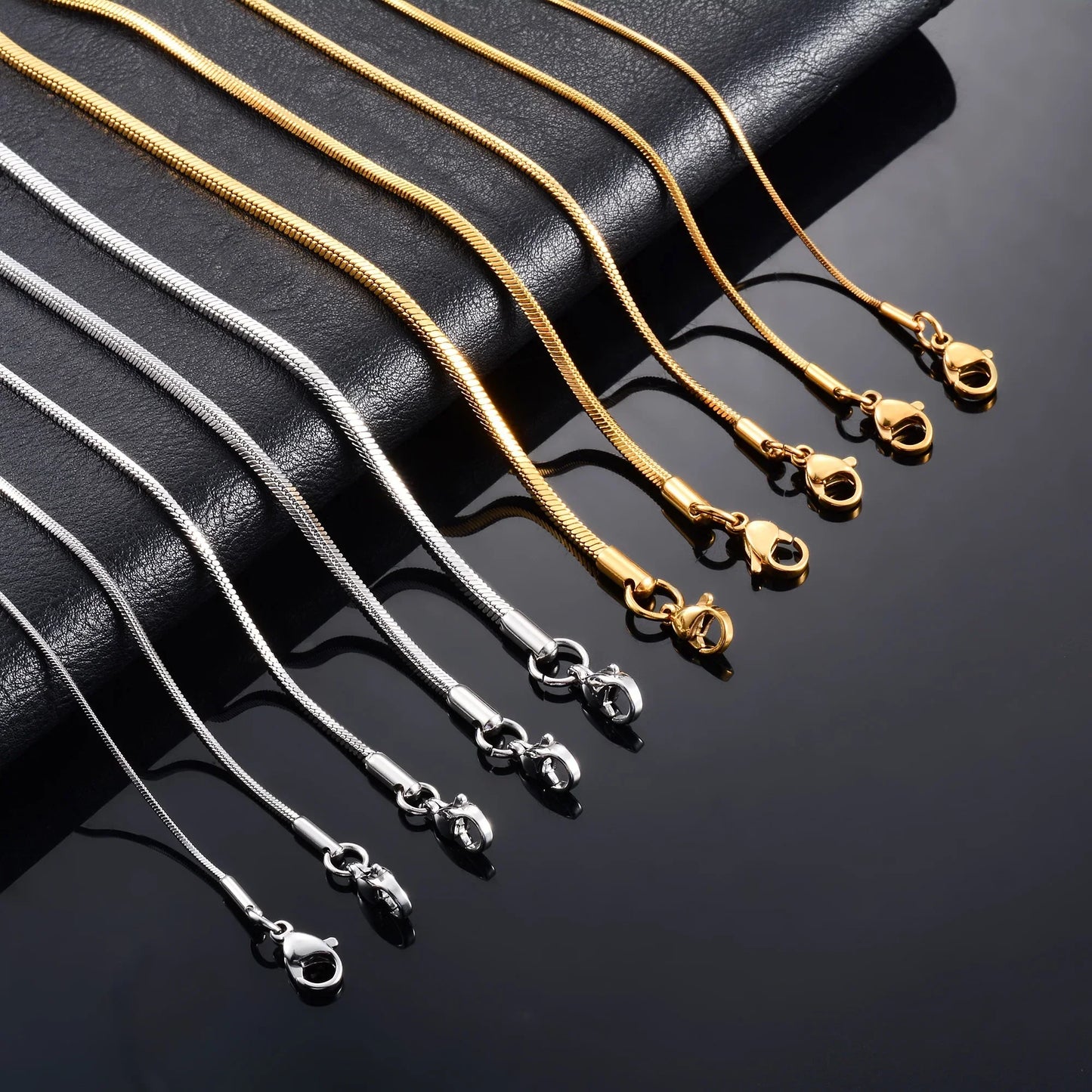 Stainless Steel Square Snake Chain Long Necklace for Women Men Choker on the Neck Collar Gold/Silver Color Jewelry Accessories