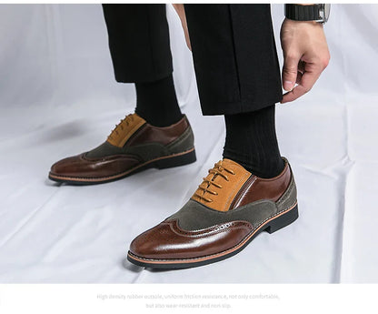 Retro Oxfords Shoes Men Classic Men's Dress Shoes Casual Business Social Brogues Shoes For Wedding