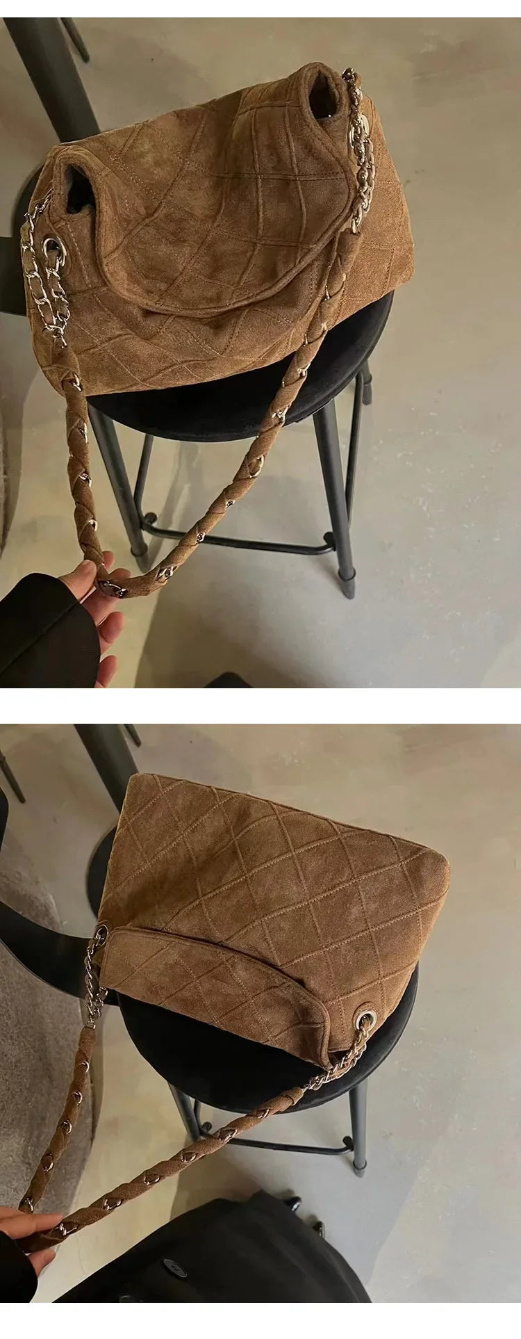 2025 New Autumn and Winter New Suede Rhombus Bag Medieval Underarm Bag Premium Chain Single Shoulder Large Capacity Tote Bag