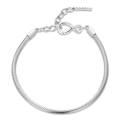 Original 925 Sterling Silver Basic Bracelet Lobster Clip Snake Chains Infinite Love Clasp DIY Jewelry Beads for Women Gift