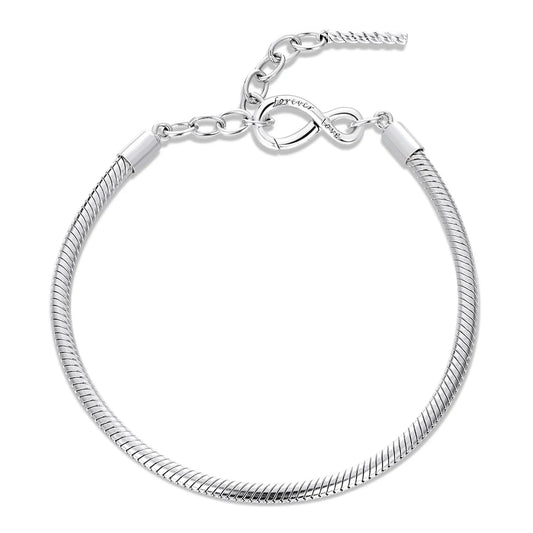 Original 925 Sterling Silver Basic Bracelet Lobster Clip Snake Chains Infinite Love Clasp DIY Jewelry Beads for Women Gift
