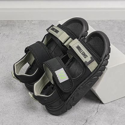Kids'Casual Shoes Sandals EVA Summer Shoes For Boys Hook and Loop Breathable Anti-slip Thick Bottom Khaki Black Shoes Size 26-37