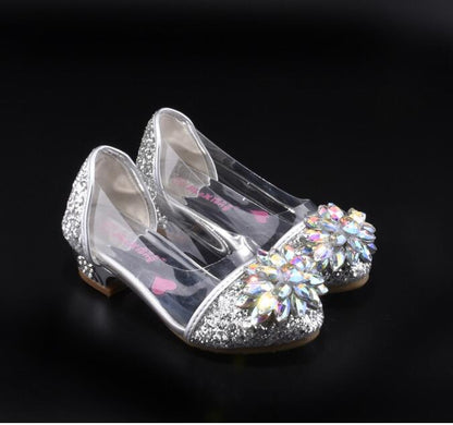 Fashion Cinderella Crystal Bright Diamond Shoes Girl Princess Single Shoes Girl Performance High Heels Shoes