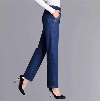 Elastic Jeans Summer Thin Large Loose Straight Denim Pants