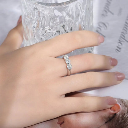 5mm Round Moissanite Ring s925 Sterling Silver 18K White Gold Plated, GRA Certified Diamond Engagement Rings for Women