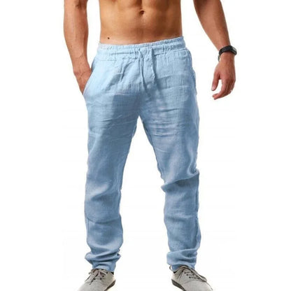 Men's cotton and linen pants, men's autumn new casual breathable solid color linen pants, fitness streetwear s-5XL